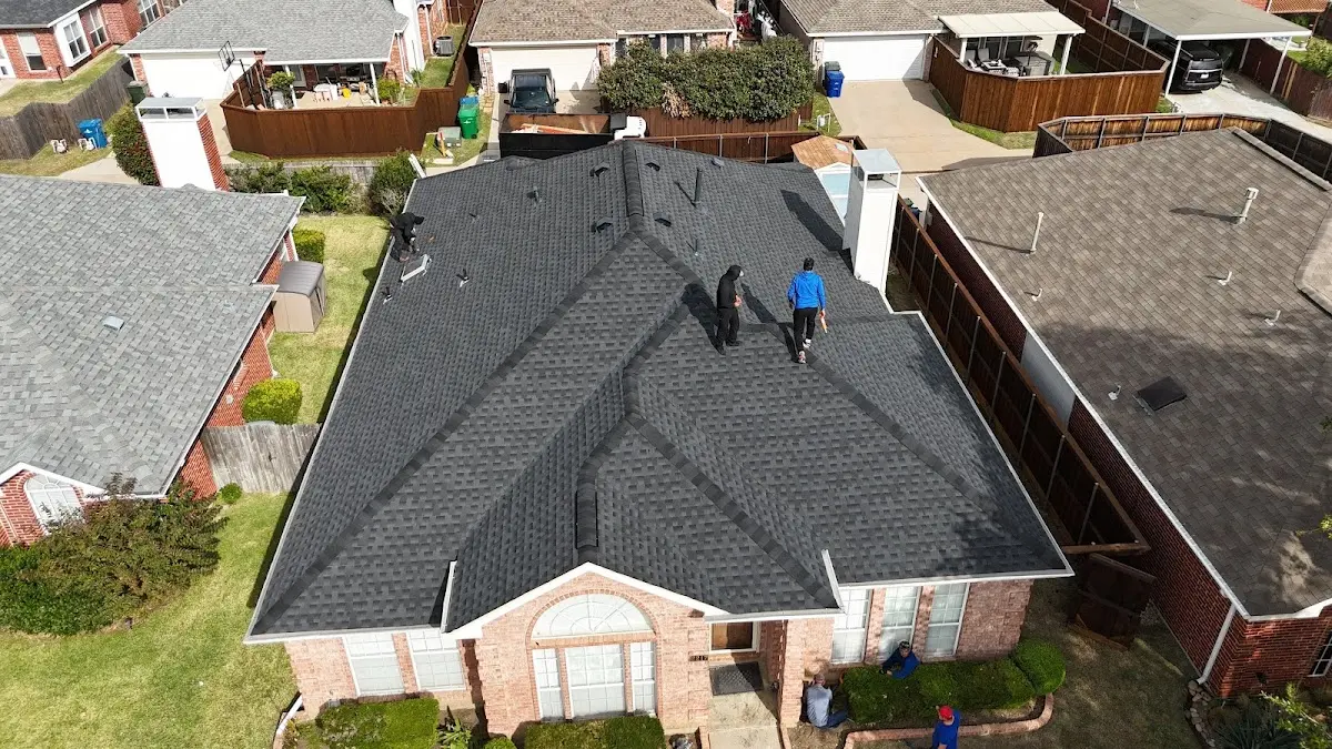 Slate & Tile Roof Repair work in progress on a Romeoville property